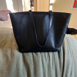 Madewell Black Leather Tote Bag